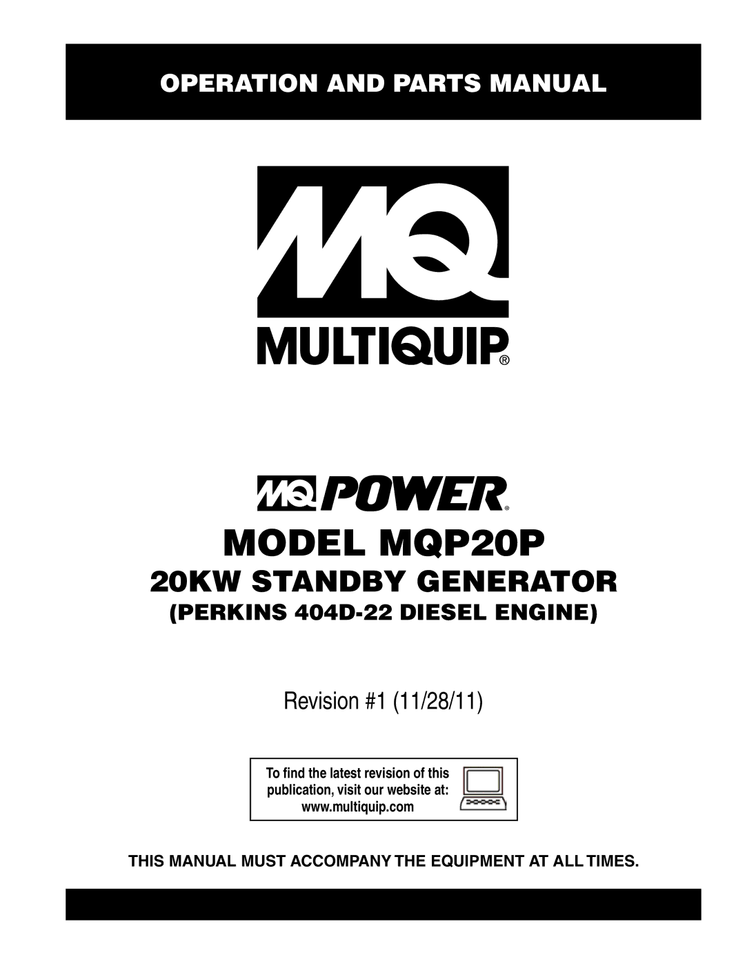 Multiquip manual Model MQP20P 