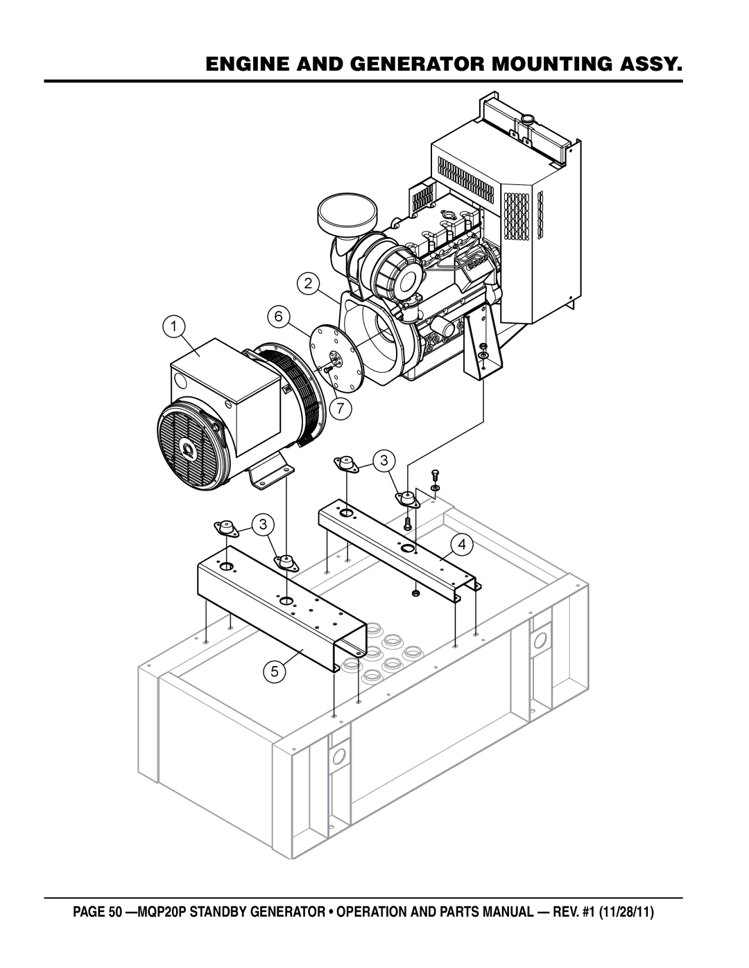 Multiquip MQP20P manual Engine and Generator Mounting assy 