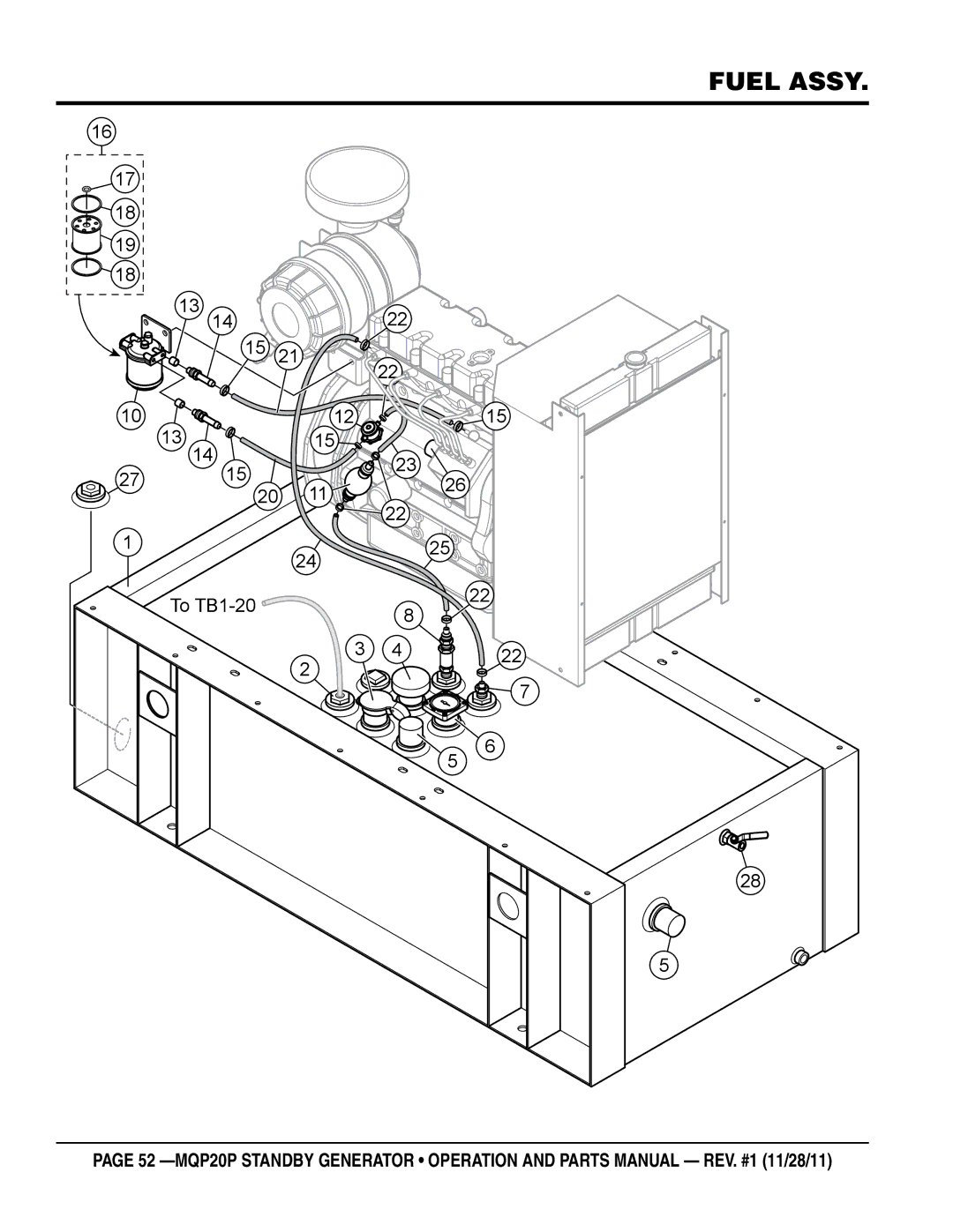 Multiquip MQP20P manual Fuel assy 