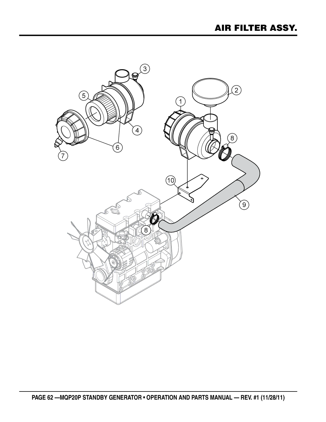 Multiquip MQP20P manual Air filter assy 