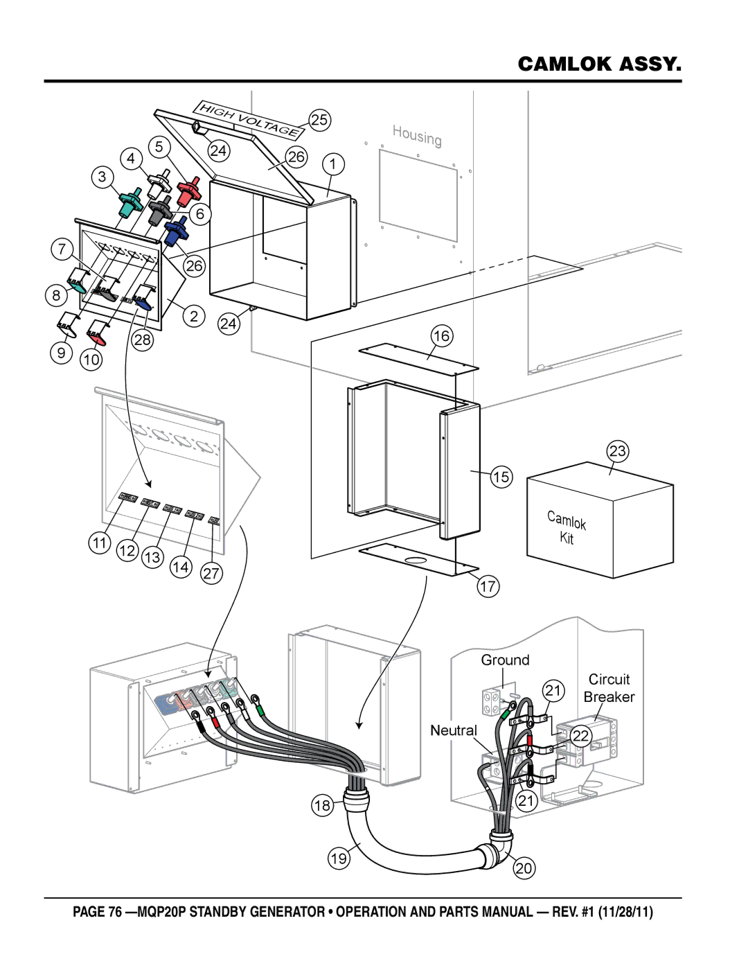 Multiquip MQP20P manual Camlok assy, Housing 