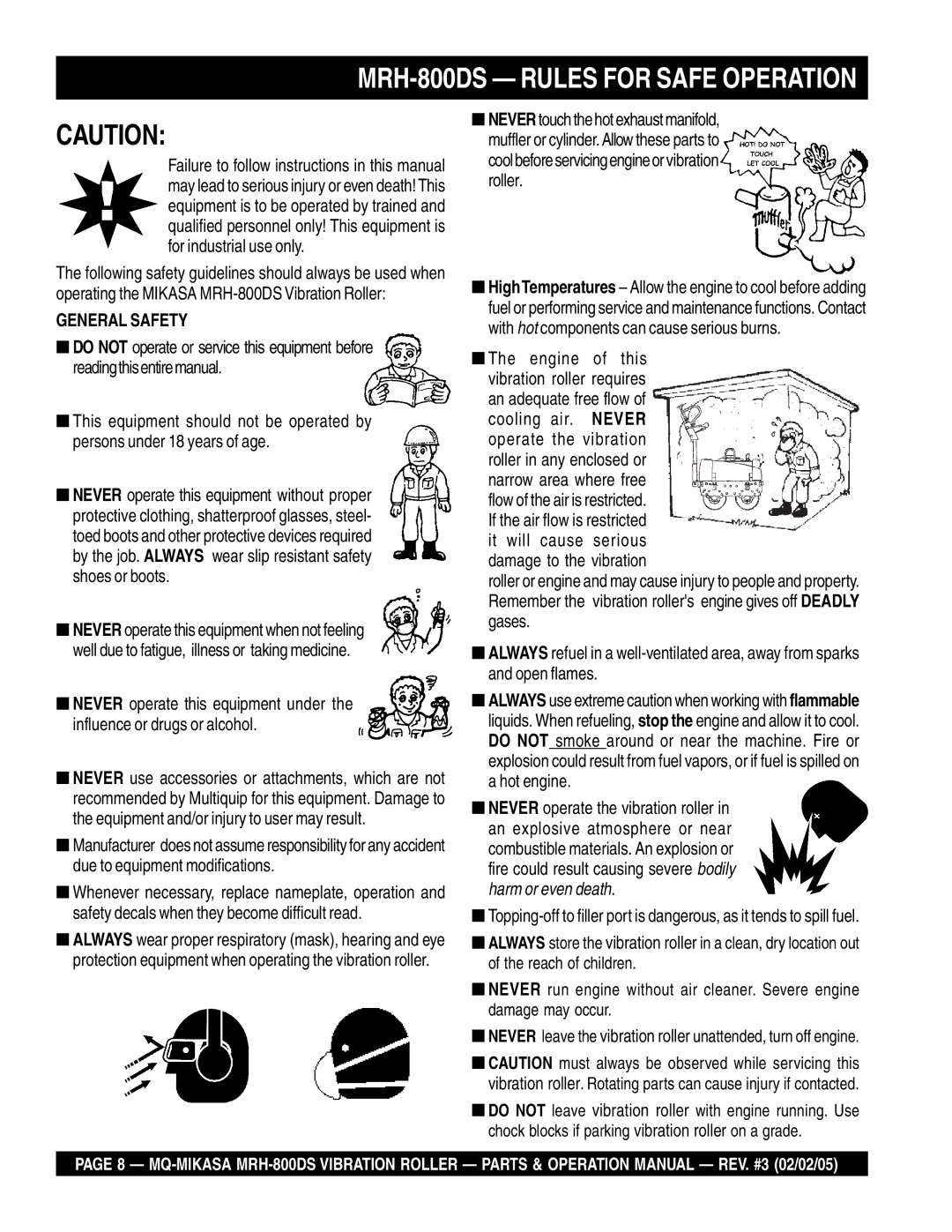 Multiquip manual MRH-800DS Rules for Safe Operation, General Safety 