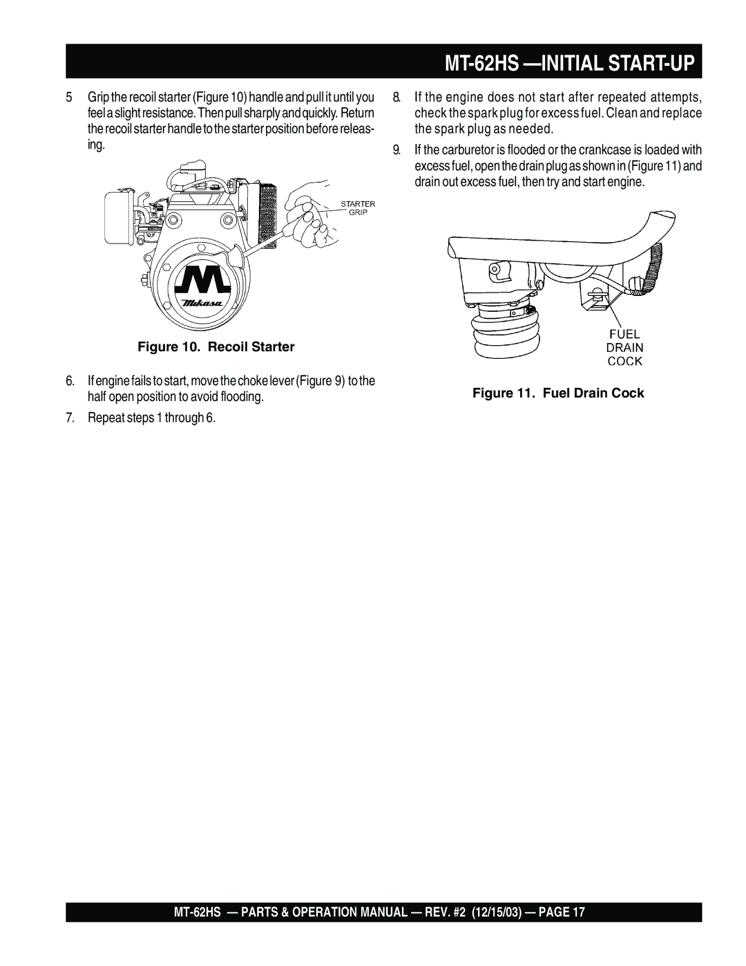 Multiquip operation manual MT-62HS -INITIAL START-UP 