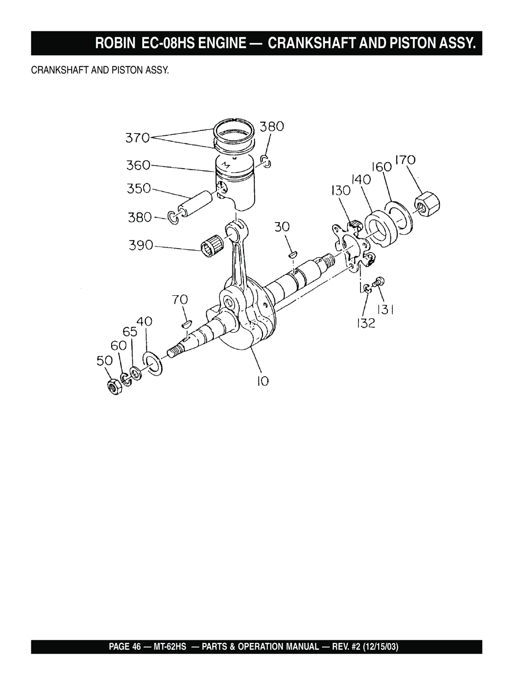 Multiquip MT-62HS operation manual Robin EC-08HS Engine Crankshaft and Piston Assy 