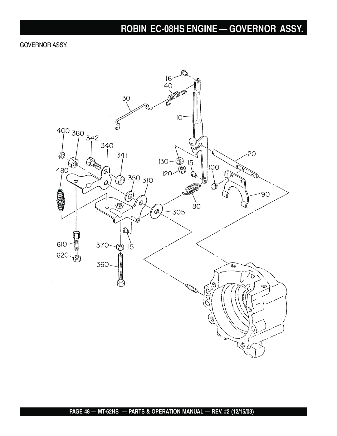 Multiquip MT-62HS operation manual Robin EC-08HS Engine Governor Assy 