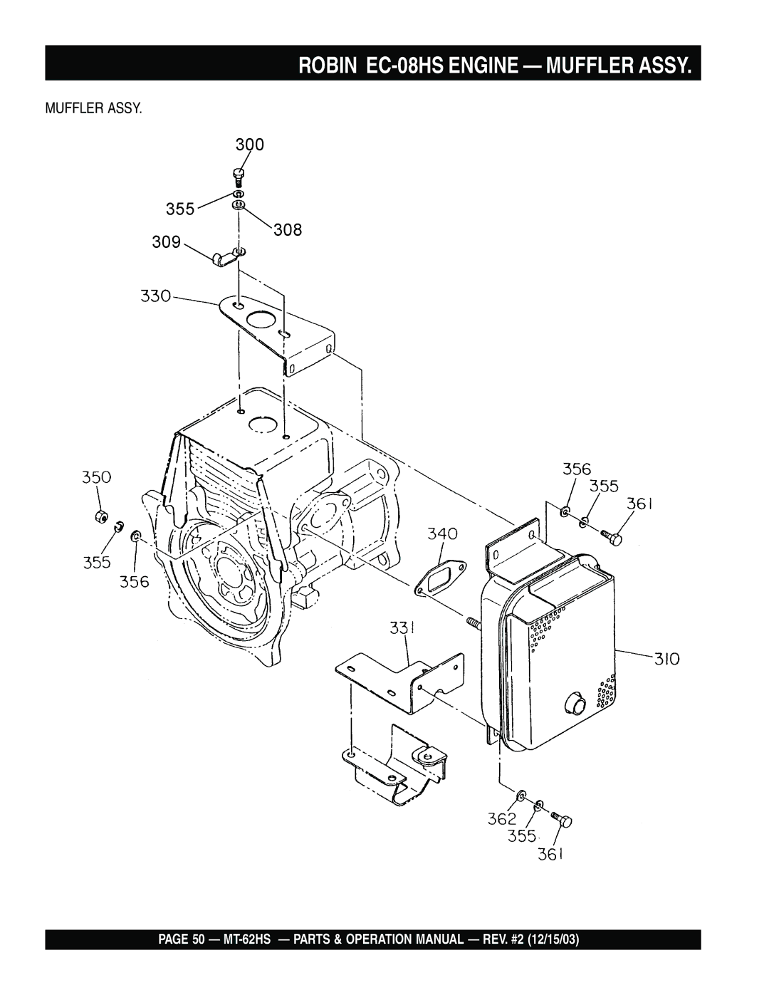 Multiquip MT-62HS operation manual Robin EC-08HS Engine Muffler Assy 