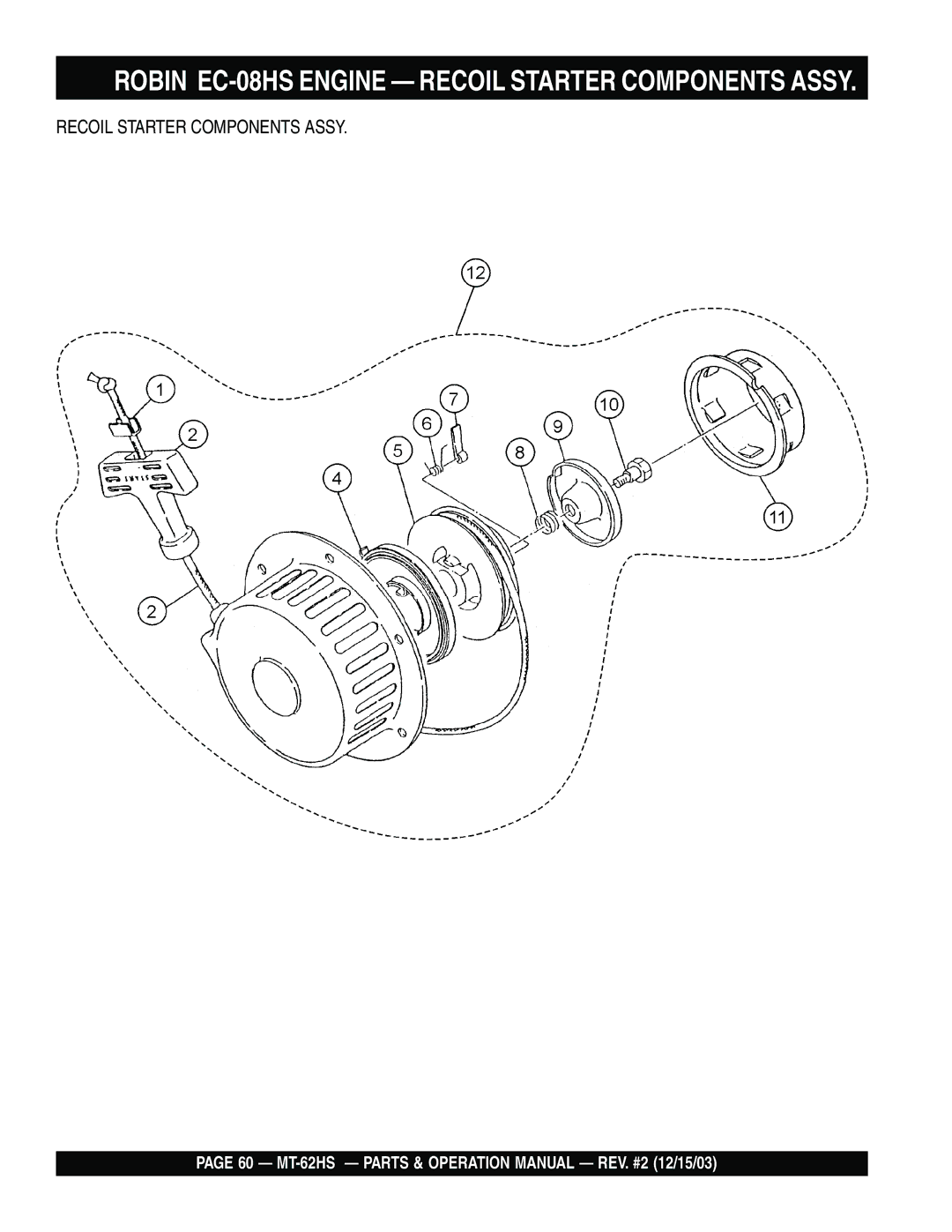 Multiquip MT-62HS operation manual Robin EC-08HS Engine Recoil Starter Components Assy 