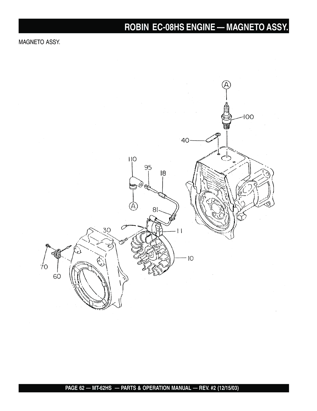 Multiquip MT-62HS operation manual Robin EC-08HS Engine Magneto Assy 