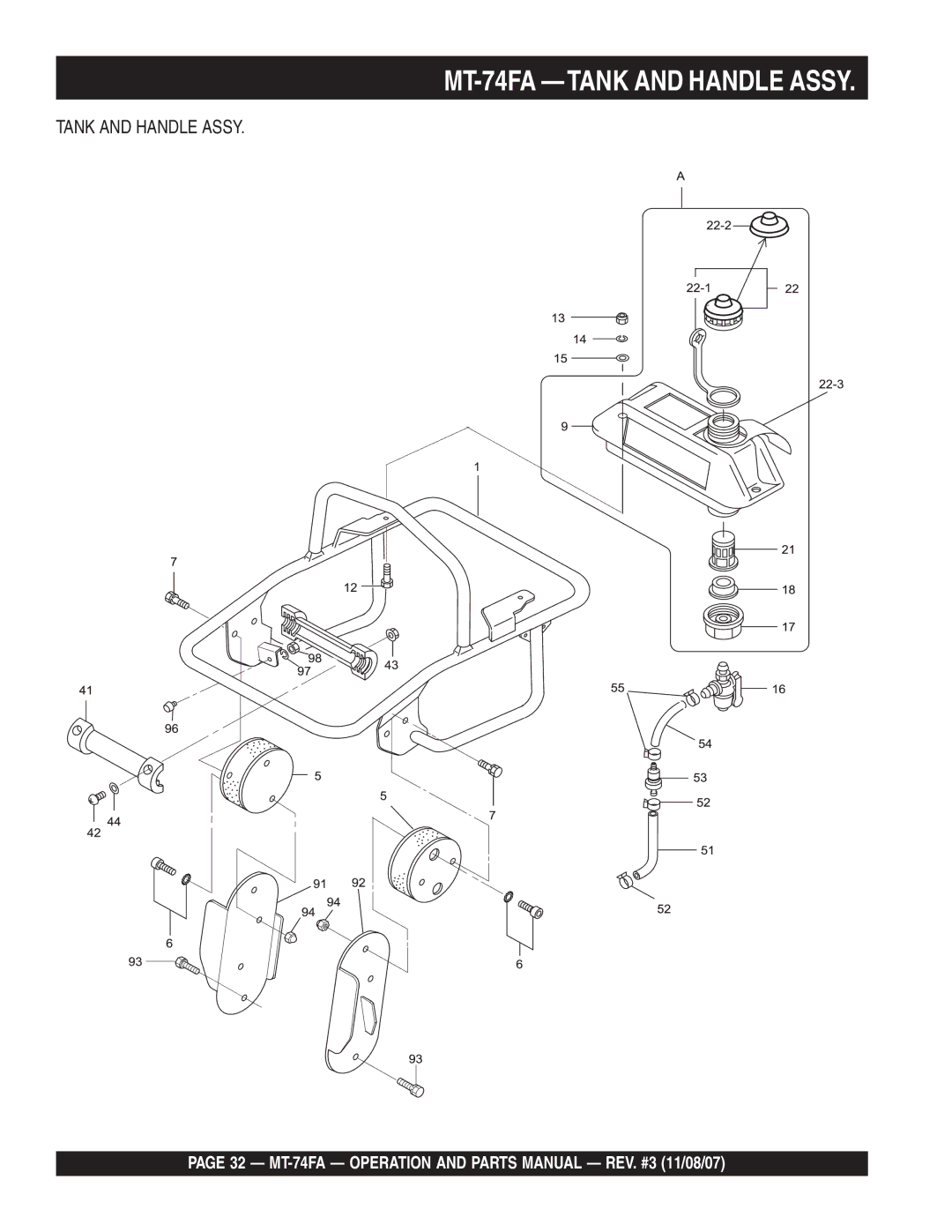 Multiquip manual MT-74FA -TANK and Handle Assy 