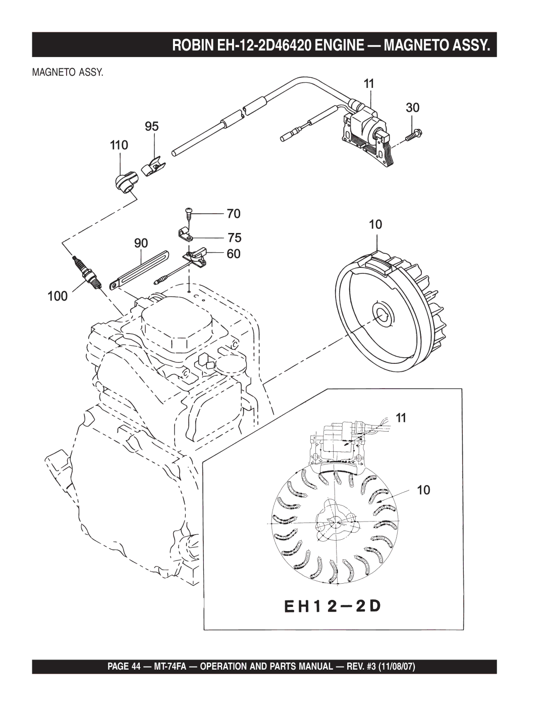 Multiquip MT-74FA manual Robin EH-12-2D46420 Engine Magneto Assy 