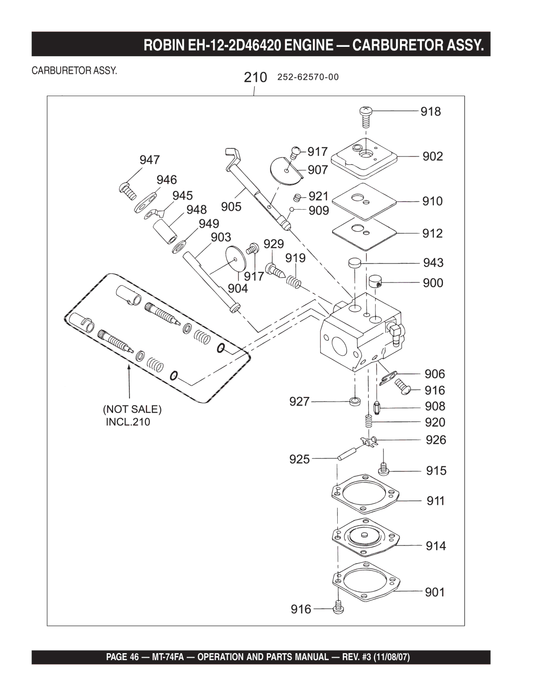 Multiquip MT-74FA manual Robin EH-12-2D46420 Engine Carburetor Assy 