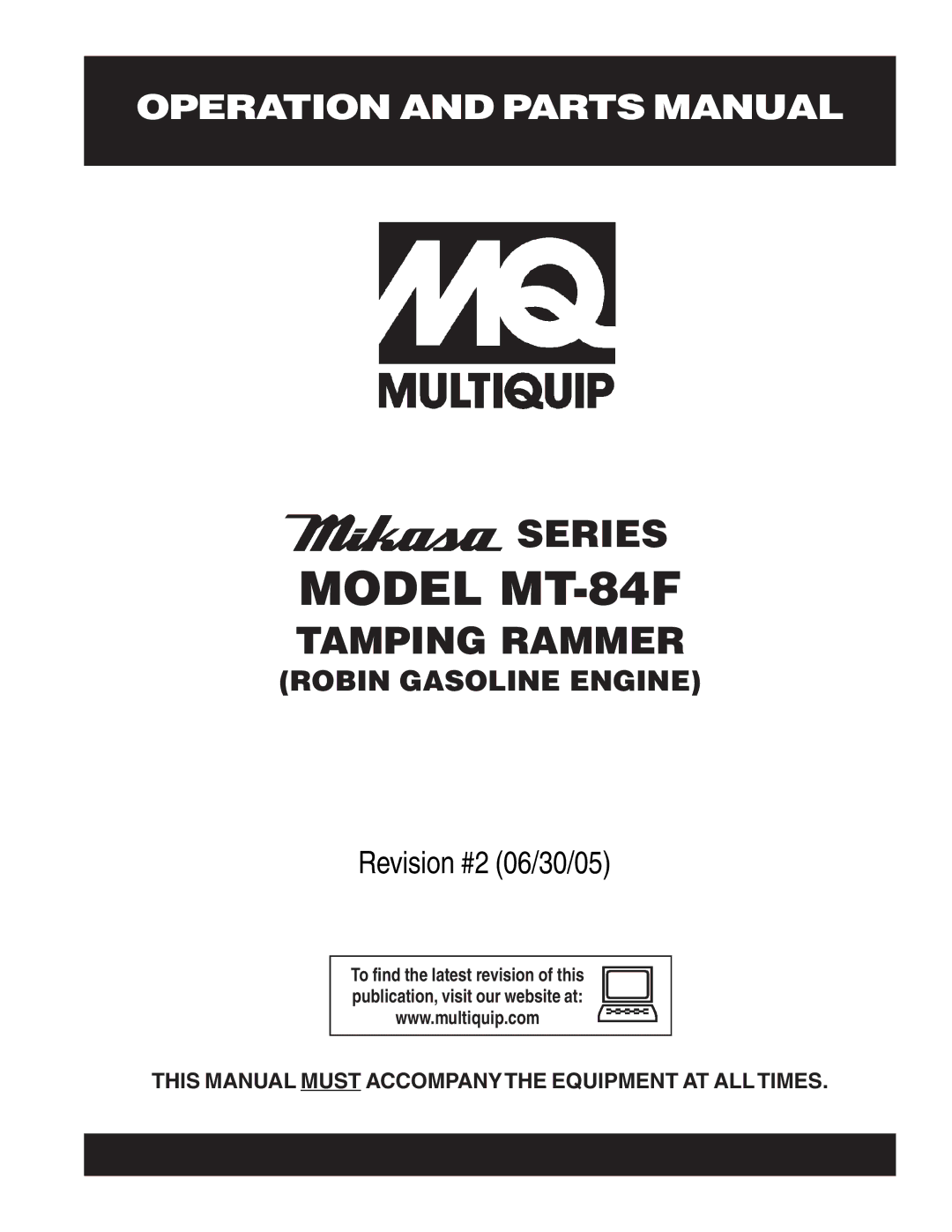 Multiquip manual Model MT-84F 