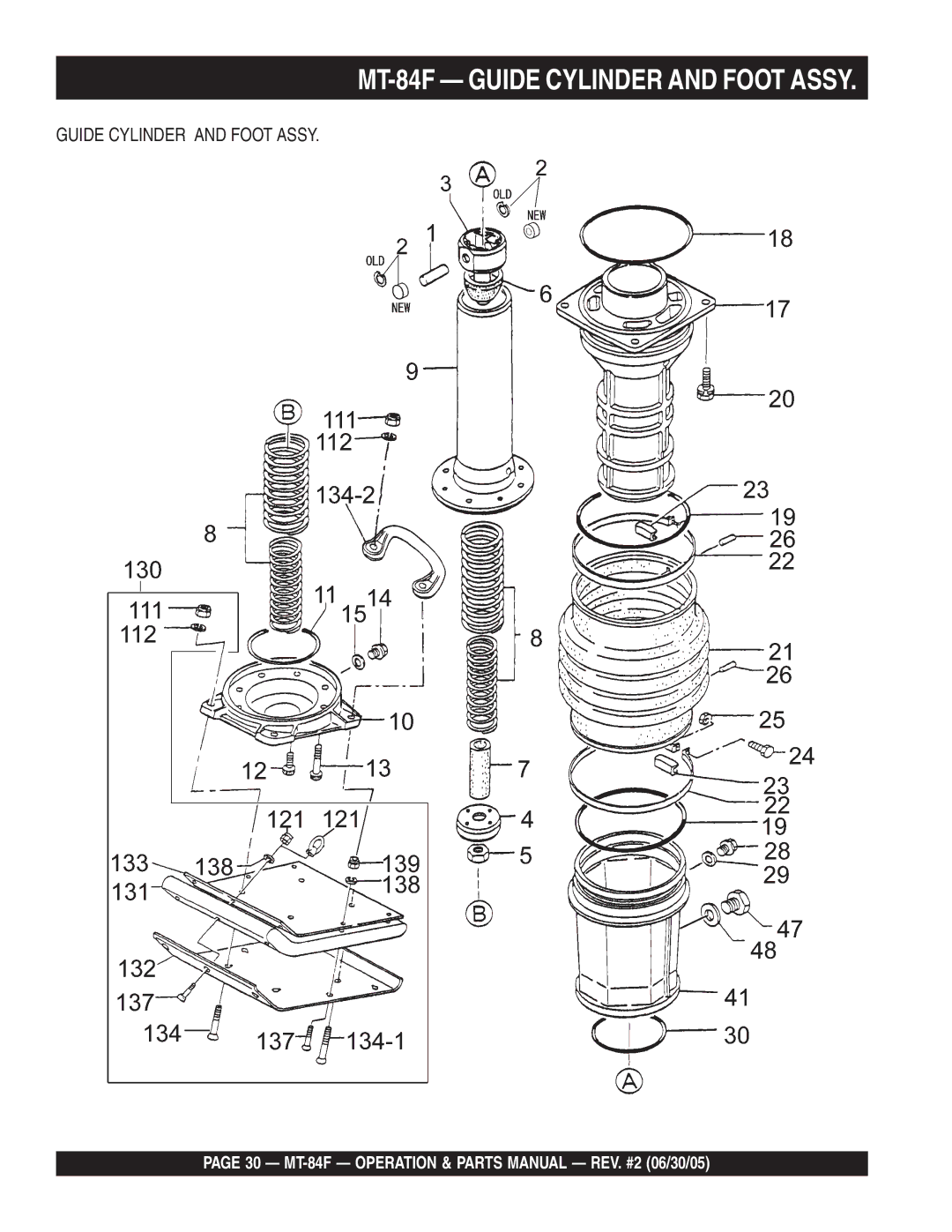 Multiquip manual MT-84F Guide Cylinder and Foot Assy 