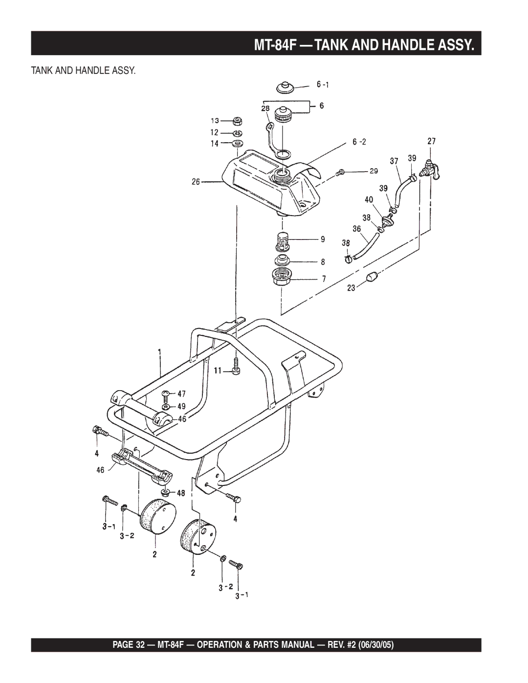 Multiquip manual MT-84F -TANK and Handle Assy 