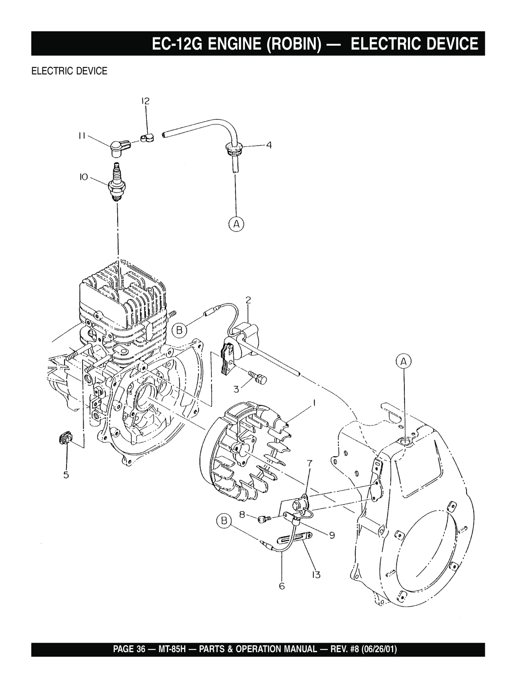 Multiquip MT-85H operation manual EC-12G Engine Robin Electric Device 