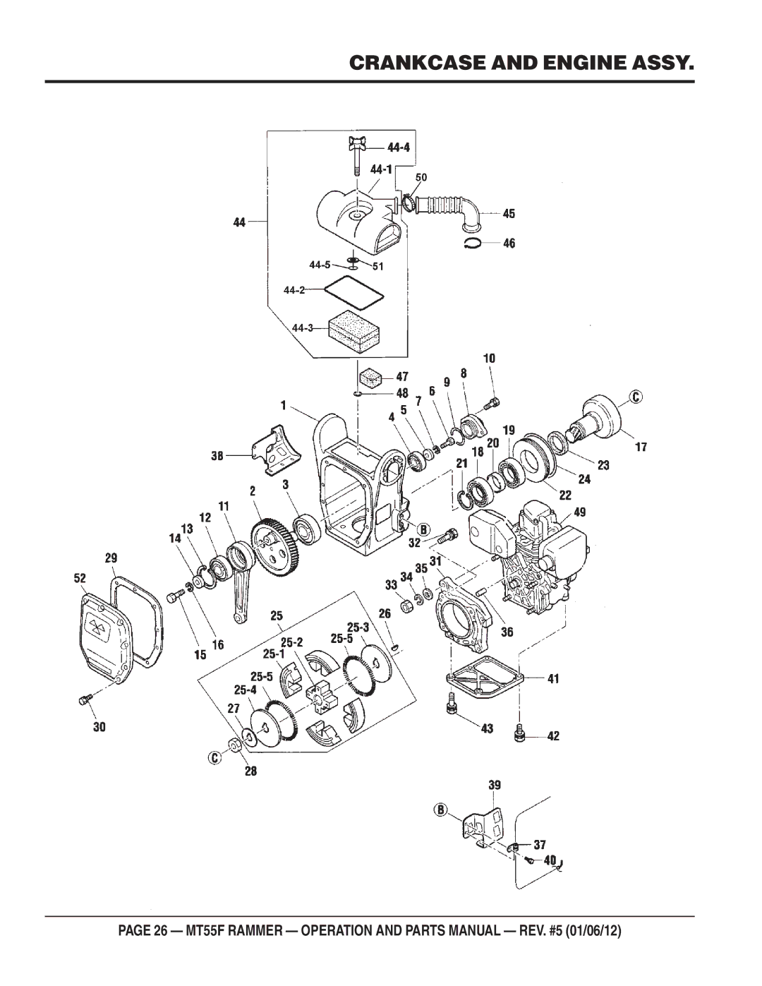 Multiquip MT55F manual Crankcase and Engine Assy 