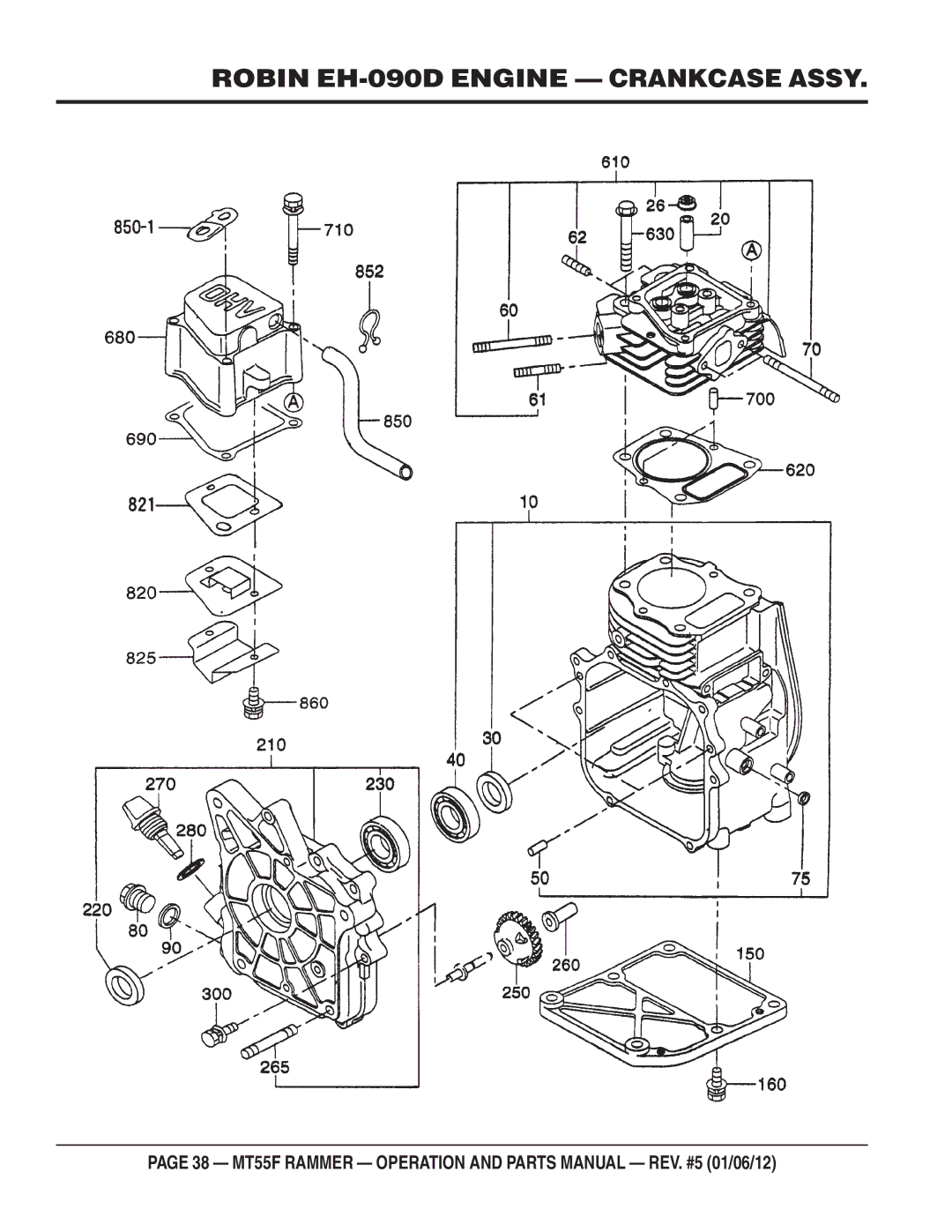 Multiquip MT55F manual Robin EH-090D Engine Crankcase Assy 