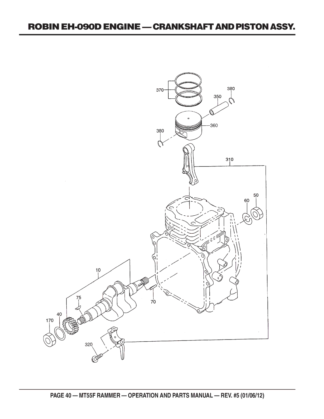 Multiquip MT55F manual Robin EH-090D Engine Crankshaft and Piston Assy 