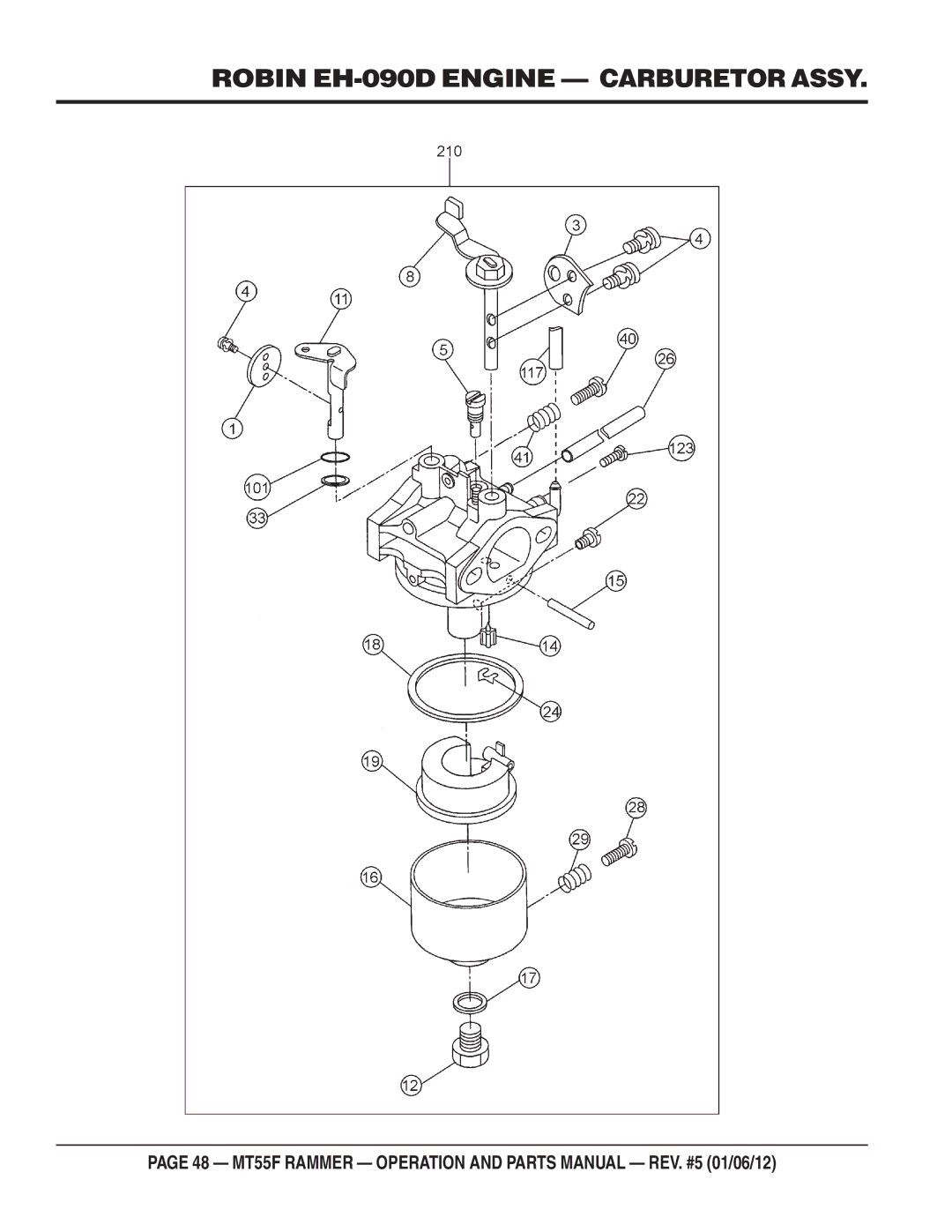 Multiquip MT55F manual Robin EH-090D Engine Carburetor Assy 