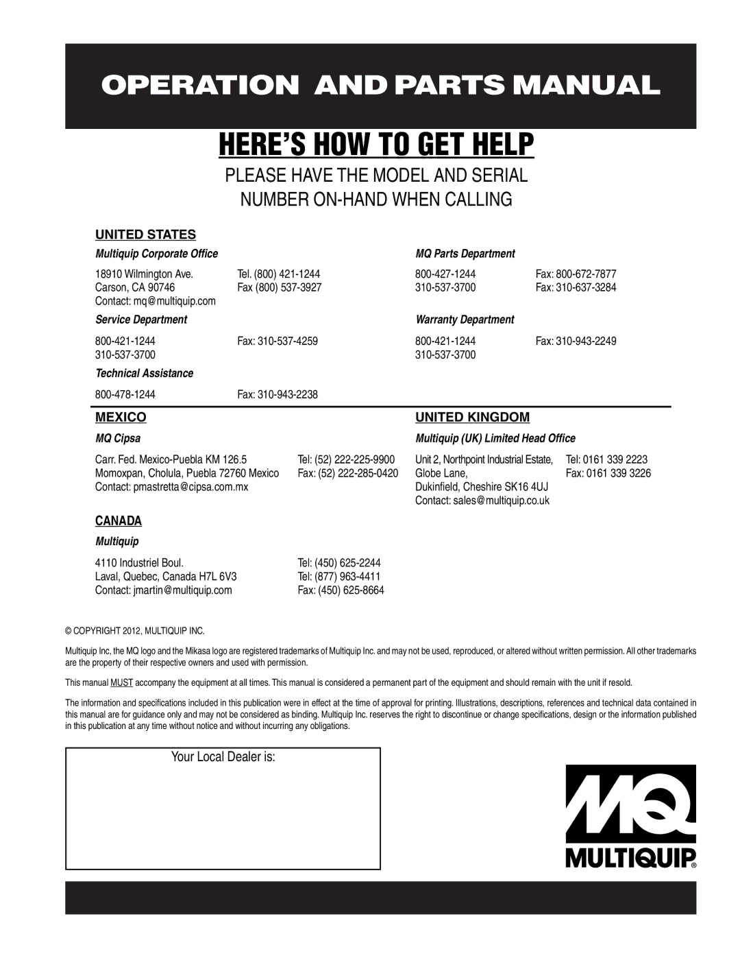 Multiquip MT55F manual HERE’S HOW to GET Help 