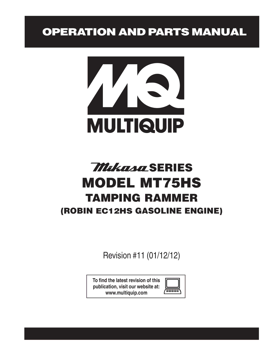 Multiquip operation manual Model MT75HS 