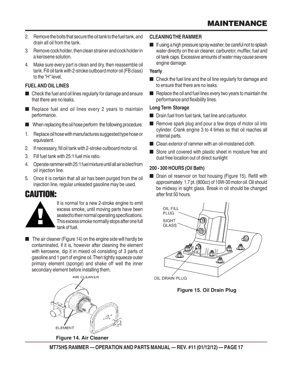 Multiquip MT75HS operation manual Fuel and OIL Lines 