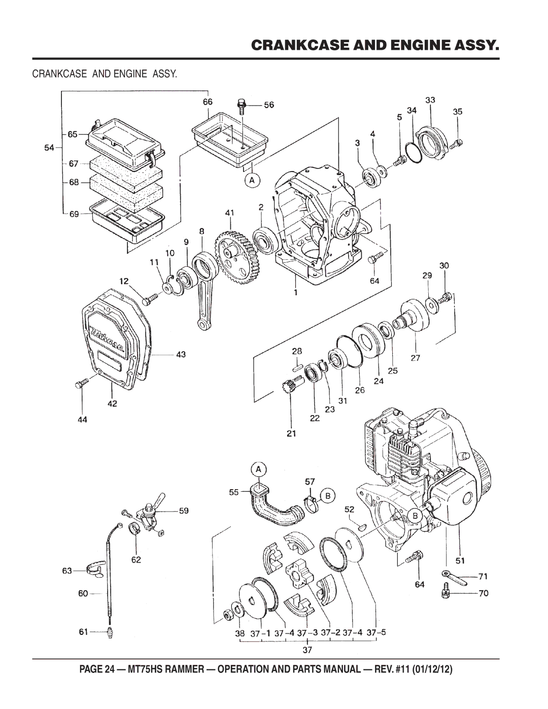 Multiquip MT75HS operation manual Crankcase and Engine Assy 