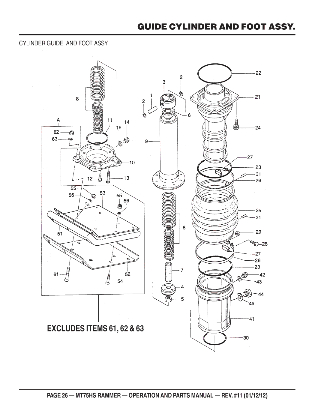 Multiquip MT75HS operation manual Guide Cylinder and Foot Assy 