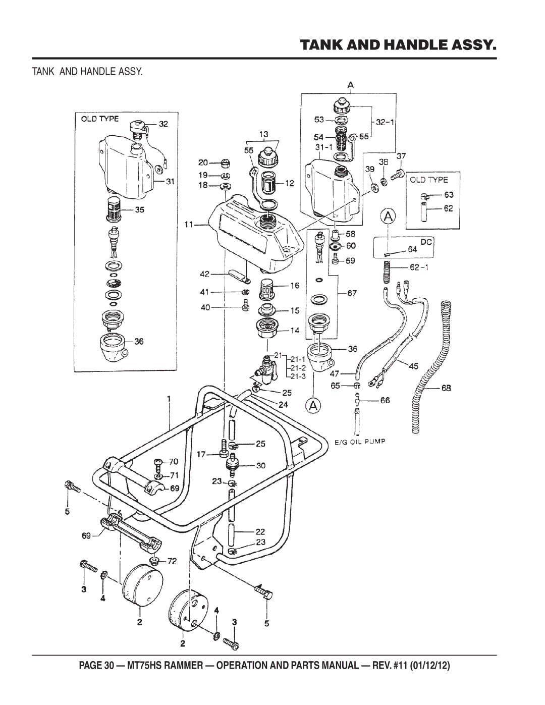 Multiquip MT75HS operation manual Tank and Handle Assy 