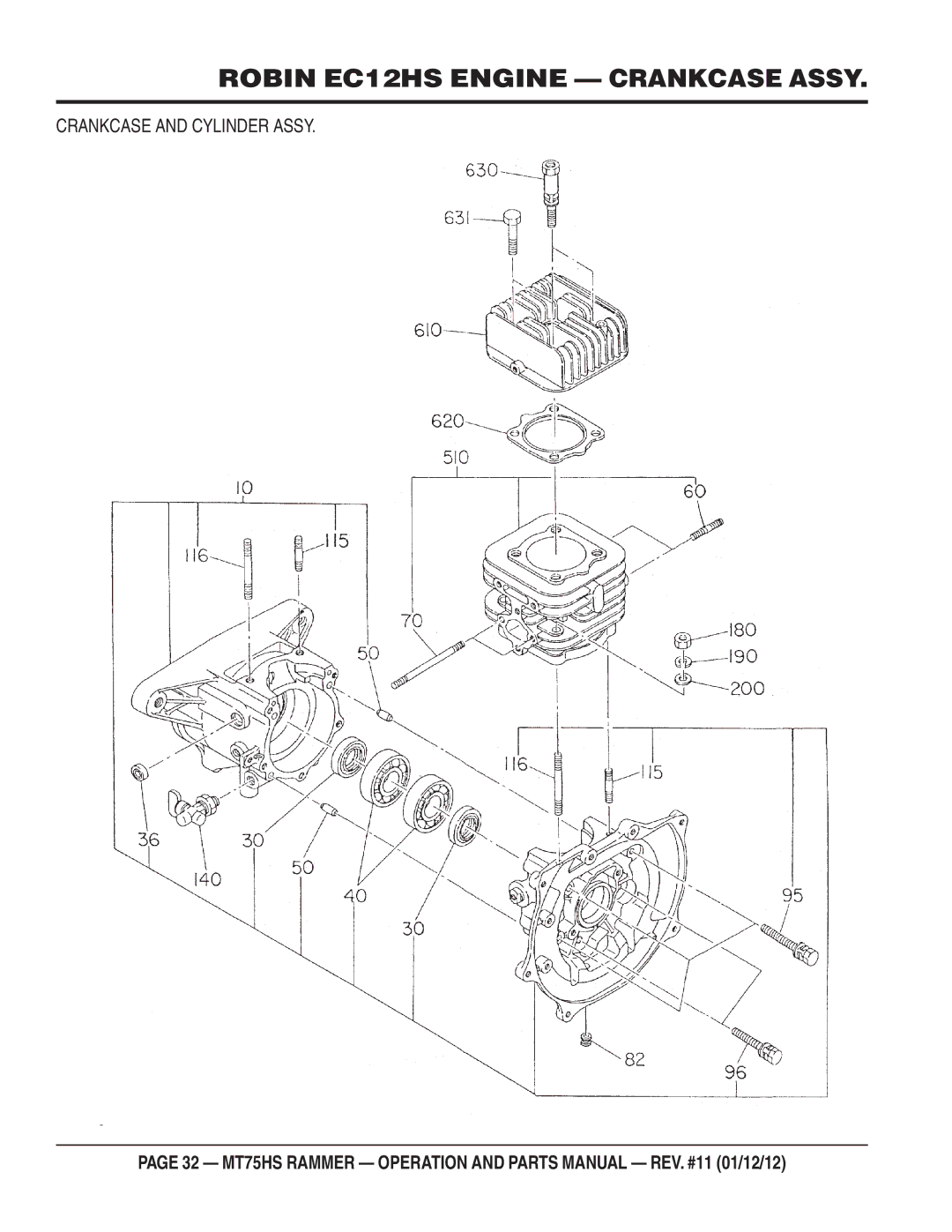 Multiquip MT75HS operation manual Robin EC12HS Engine Crankcase Assy 