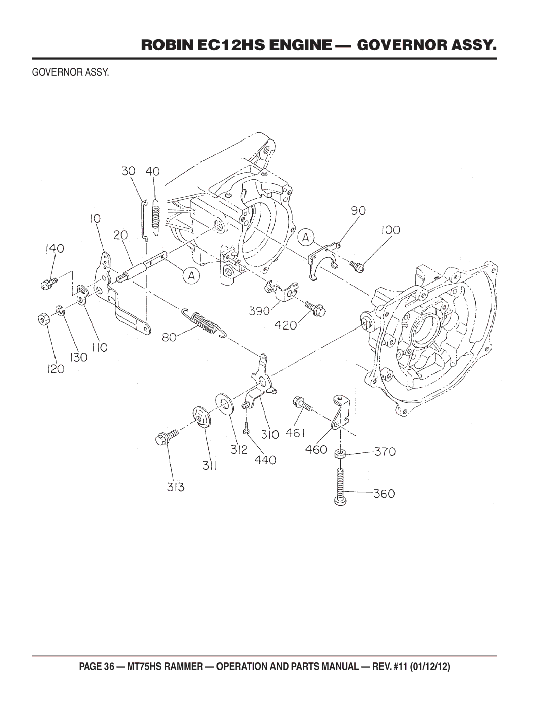 Multiquip MT75HS operation manual Robin EC12HS Engine Governor Assy 