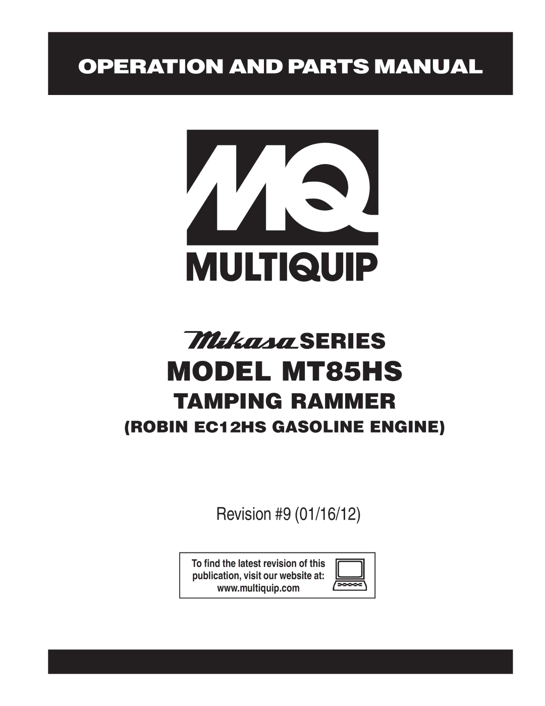 Multiquip operation manual Model MT85HS 