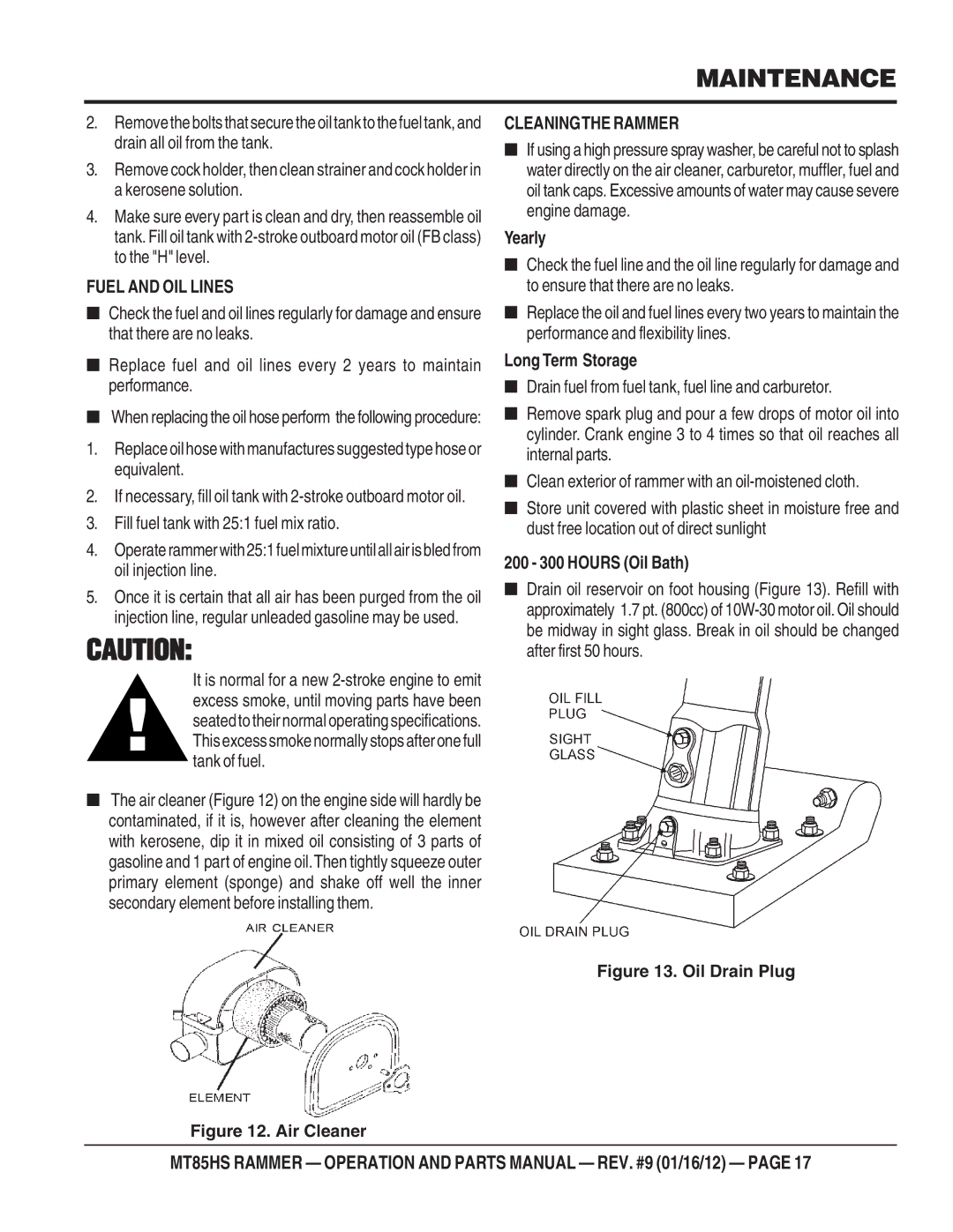 Multiquip MT85HS operation manual Fuel and OIL Lines 