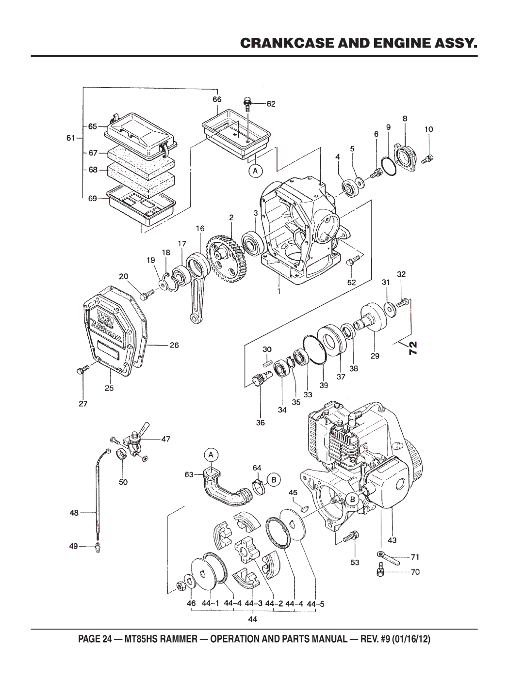 Multiquip MT85HS operation manual Crankcase and Engine Assy 