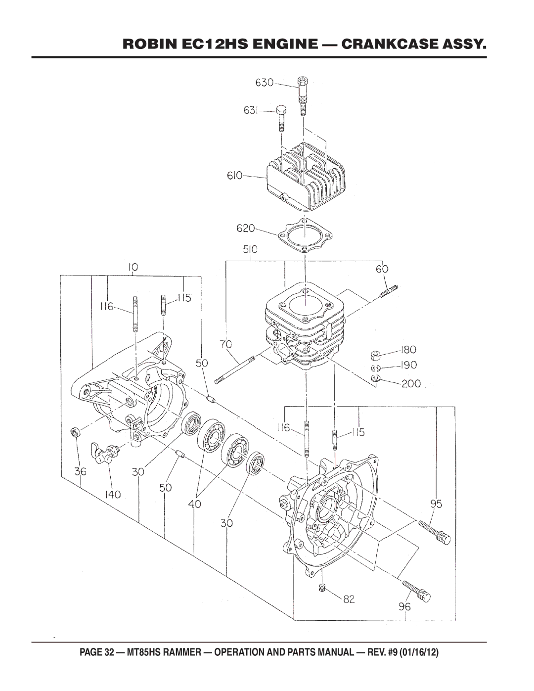 Multiquip MT85HS operation manual Robin EC12HS Engine Crankcase Assy 