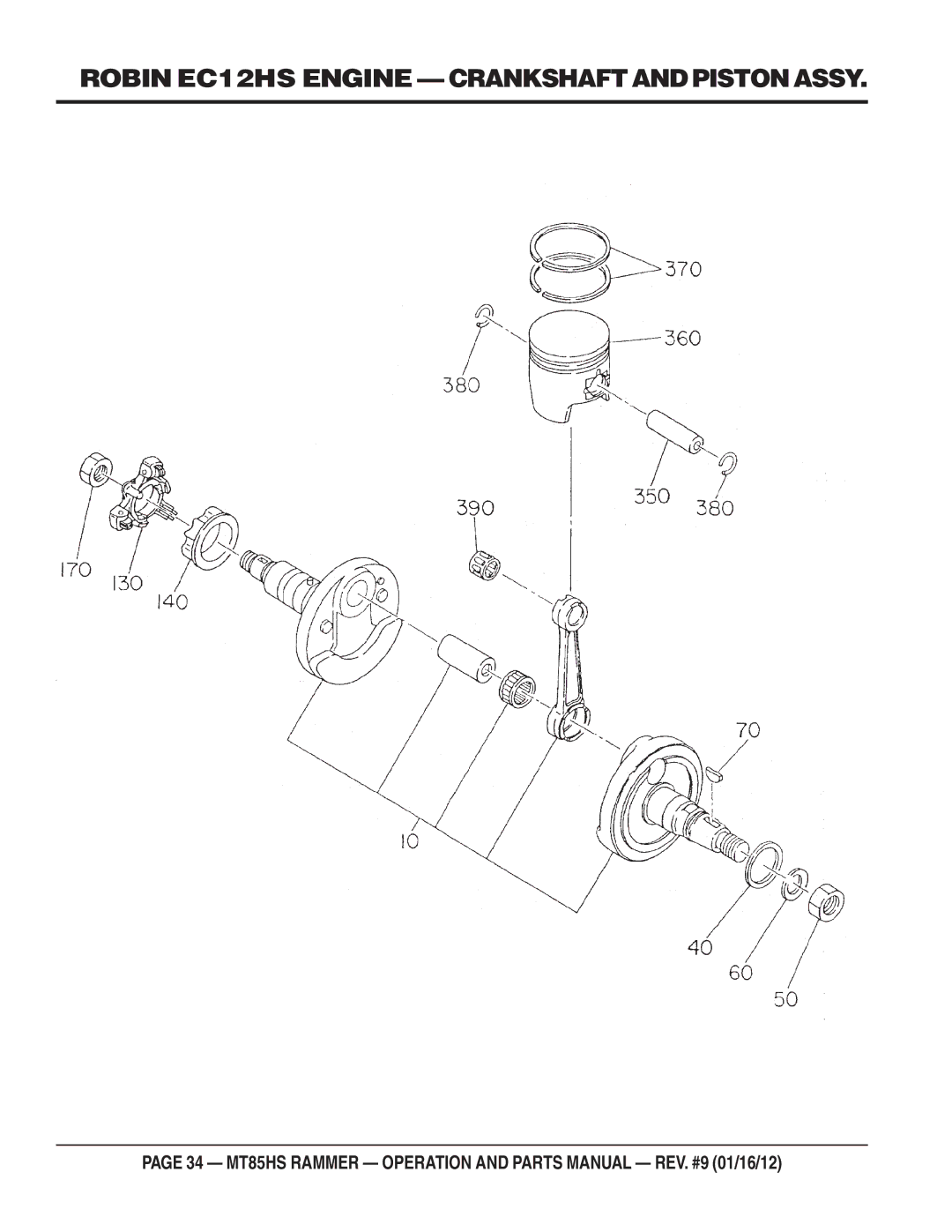 Multiquip MT85HS operation manual Robin EC12HS Engine Crankshaft and Piston Assy 