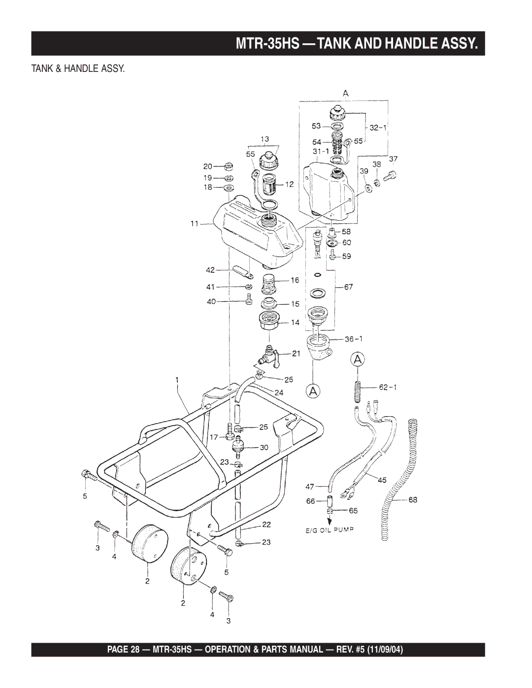 Multiquip manual MTR-35HS -TANK and Handle Assy 