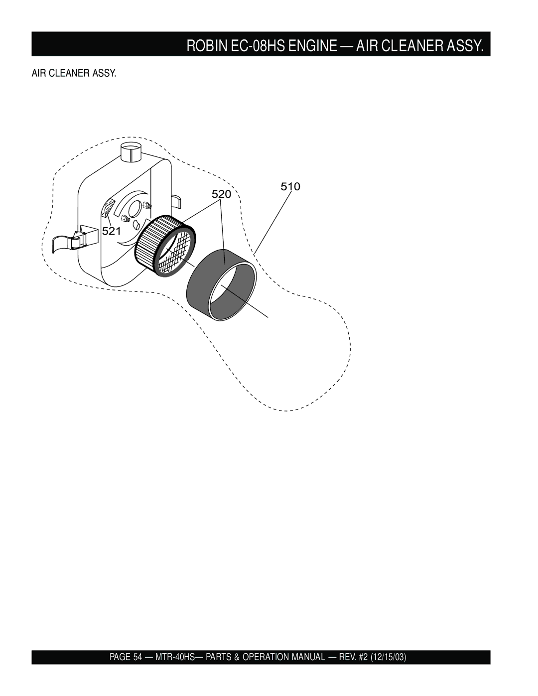 Multiquip mtr-40hs manual Robin EC-08HS Engine AIR Cleaner Assy 