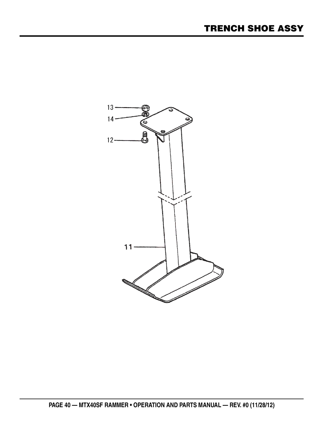 Multiquip MTR40SF manual Trench shoe assy 