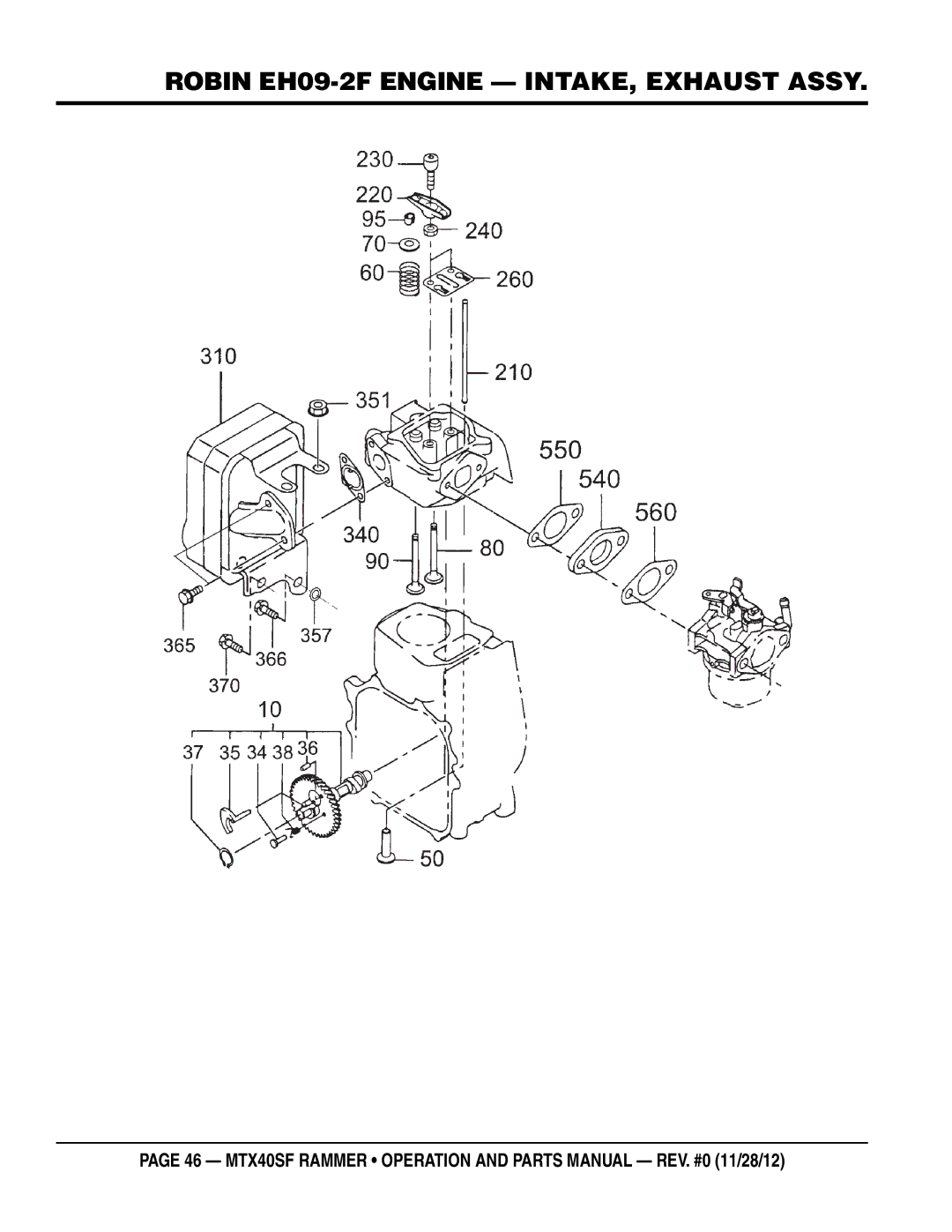 Multiquip MTR40SF manual Robin EH09-2F engine intake, exhaust assy 