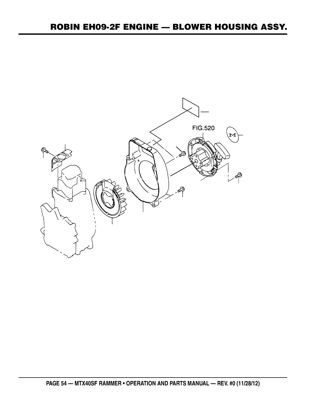 Multiquip MTR40SF manual 220, Robin EH09-2F engine Blower Housing assy 