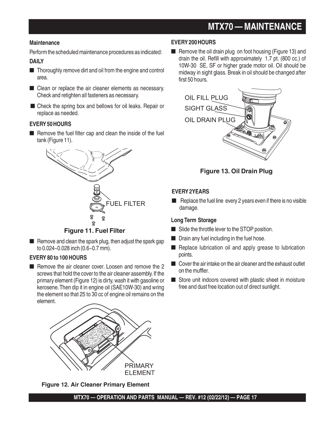 Multiquip manual MTX70 Maintenance, Daily 