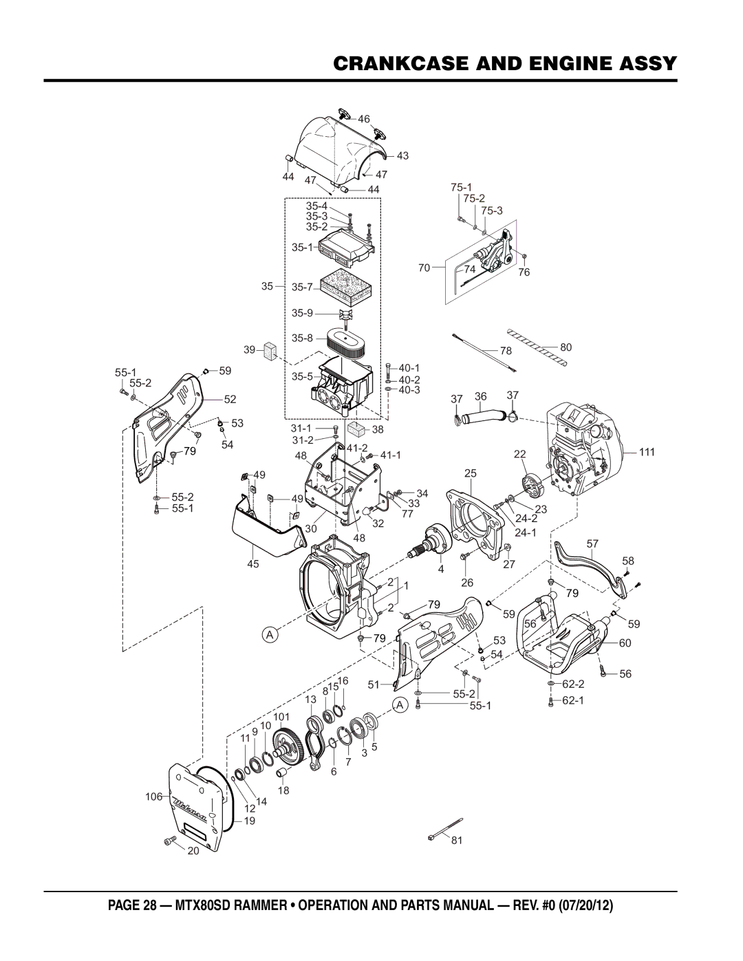 Multiquip MTX80SD manual 35-8 55-1 35-5 40-1 55-2 40-2 40-3 