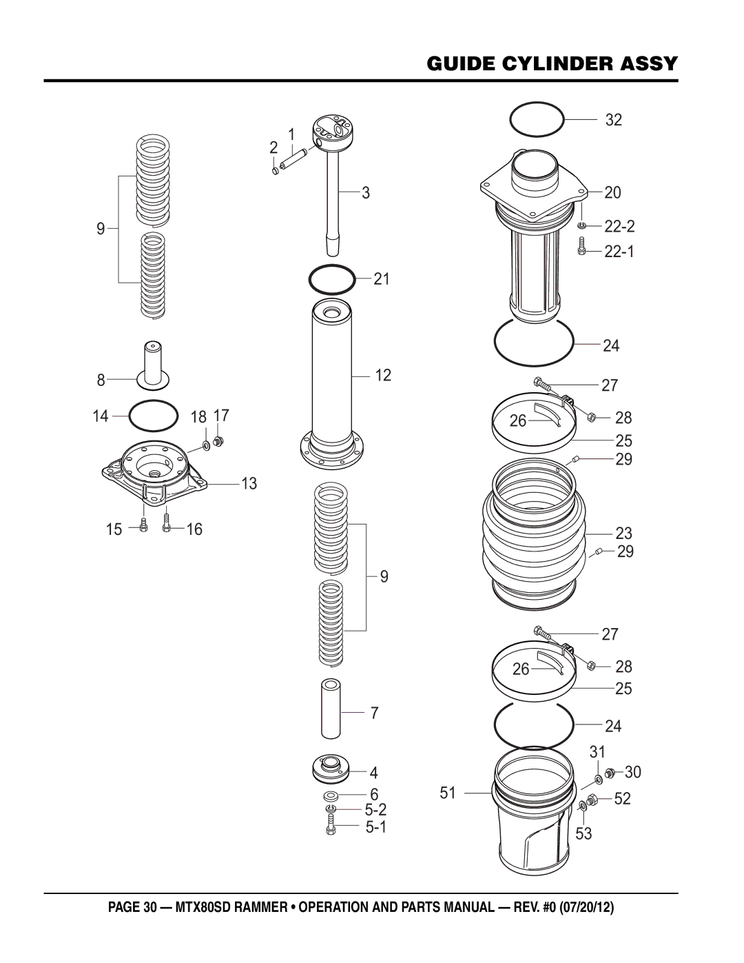 Multiquip MTX80SD manual Guide cylinder assy 