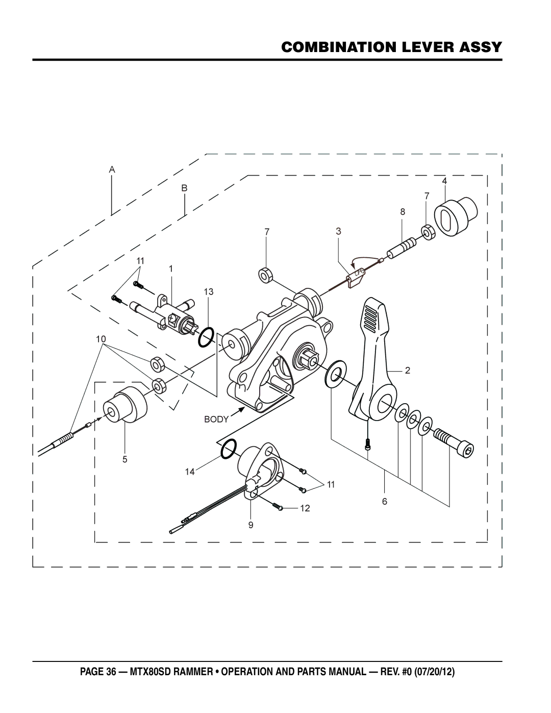 Multiquip MTX80SD manual Combination Lever assy 