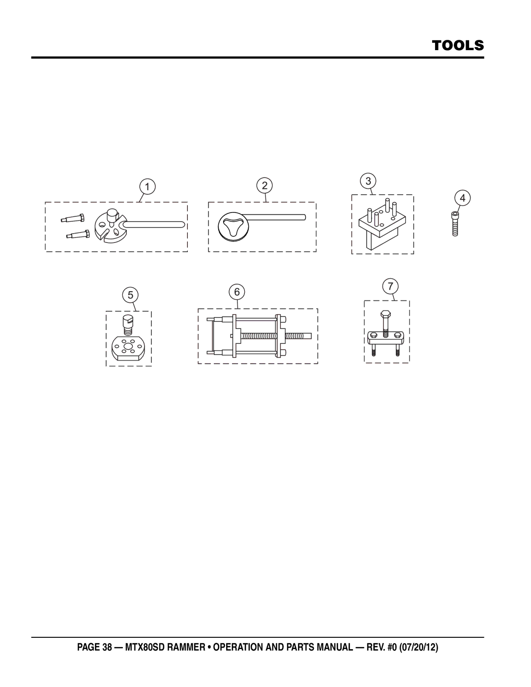 Multiquip MTX80SD manual Tools 