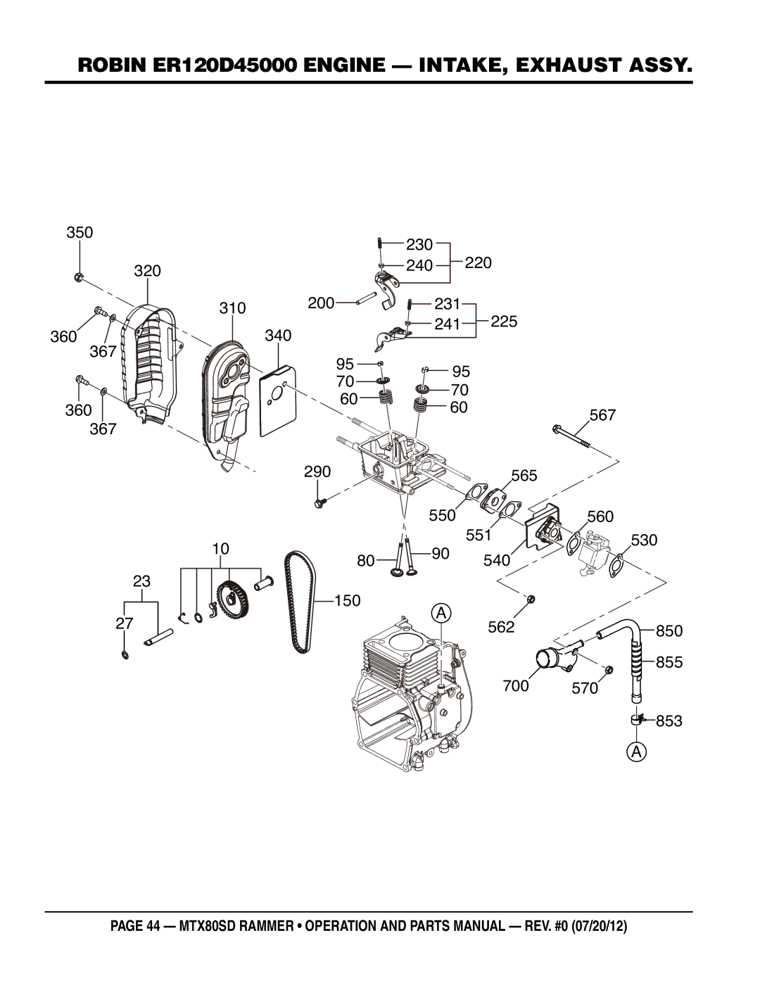 Multiquip MTX80SD manual Robin er120d45000 engine intake, exhaust assy 