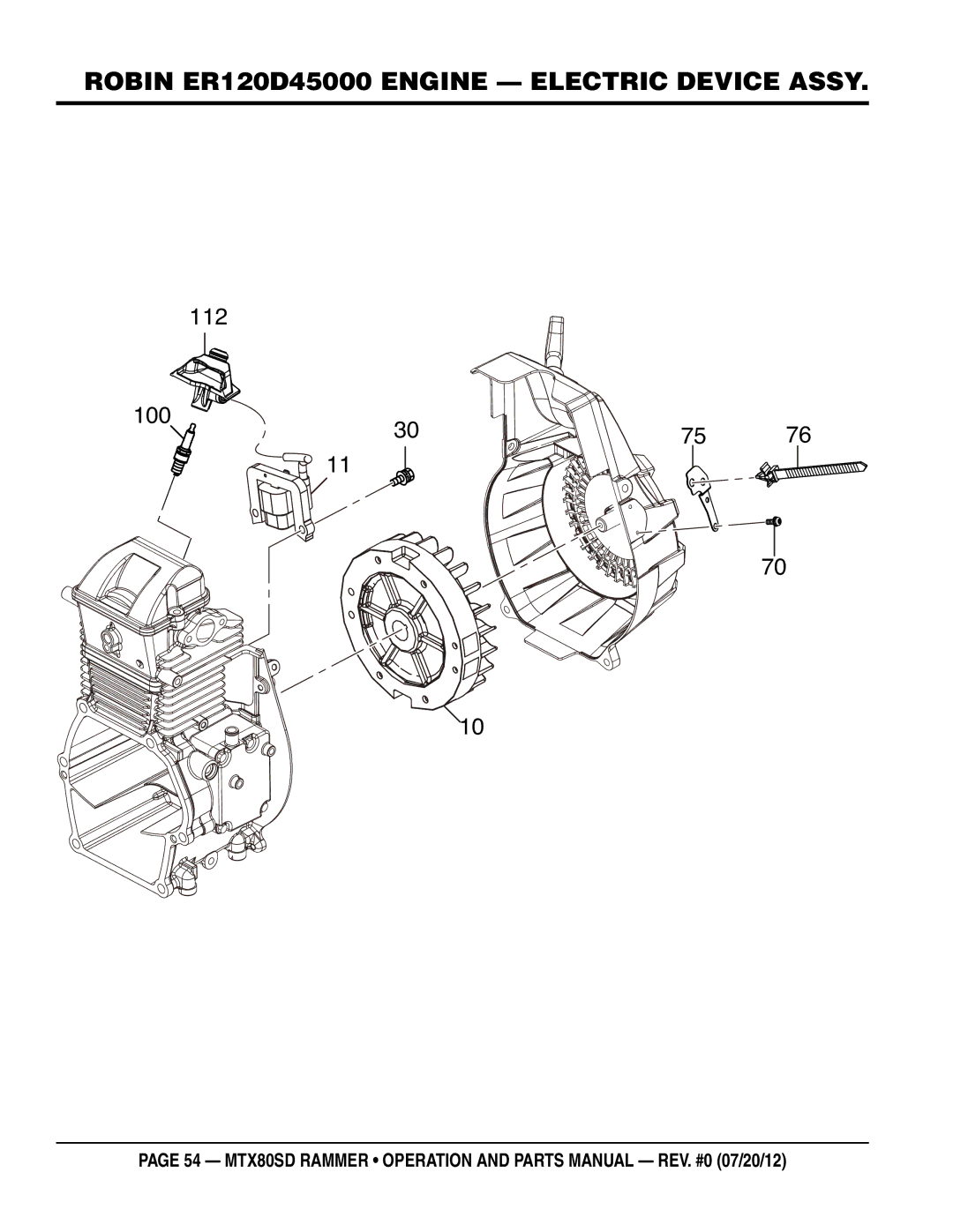 Multiquip MTX80SD manual Robin er120d45000 engine electric device assy 