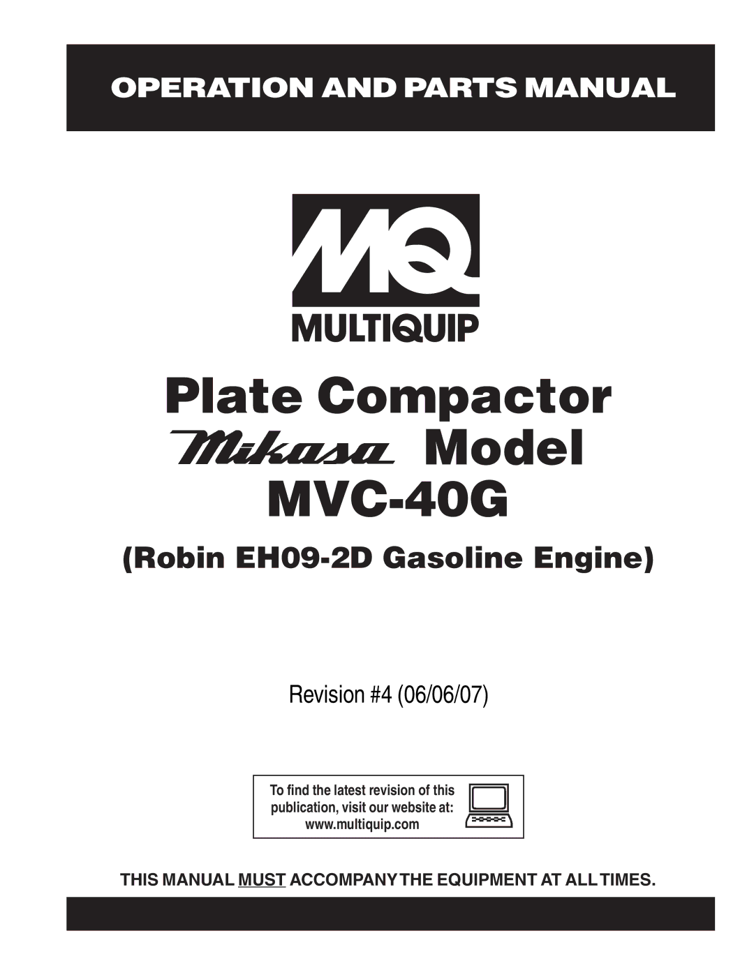 Multiquip MVC-40G manual 