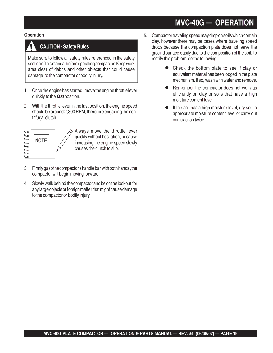 Multiquip manual MVC-40G Operation 